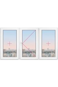 Трехстворчатое окно Rehau Blitz 1950x1950 - 1 Трехстворчатое окно Rehau Blitz 1950x1950 - фото - 1